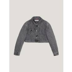 Tommy Hilfiger Girls Outerwear Tommy Hilfiger Girls' Kids' Quilted Cropped Trucker Jacket Black Washed Black