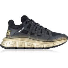 Versace Skor Versace Motif Leather Sneakers Lace-up - Black