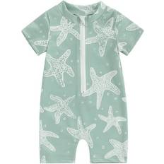 Bow Swimwear Children's Clothing Suealasg Sold by: Yoummi, Kids Boys Summer One Piece Swimsuits Short Sleeve Starfish Print Zipper Jumpsuit Swimwear Toddler Baby Boys Beach Bathing Suit