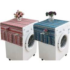 Washing Machine Cover with Pockets, Top Washing Machine Cover, Dust Cover for Refrigerators Washing Machines Dryers, 2 Pieces 55 x 130 cm Red and