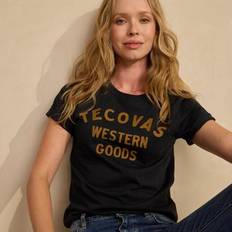 Tecovas Women's Western Goods T-Shirt, Black/Gold, Pima Cotton