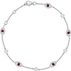 Donna - Oro Bianco Bracciali 18ct White Gold Ruby Diamond Marquise Bracelet White Gold