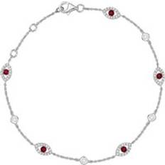 White Gold - Women Bracelets C W Sellors 18ct White Gold Ruby Diamond Marquise Bracelet White Gold