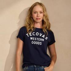 Tecovas Women's Western Goods T-Shirt, Navy/Bone, Pima Cotton