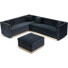 Simplie Fun Modern Black Velvet Sectional Sofa