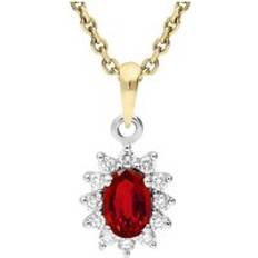 Diamond - Gold Necklaces C W Sellors 18ct Yellow Gold Ruby and Diamond Oval Cluster Necklace