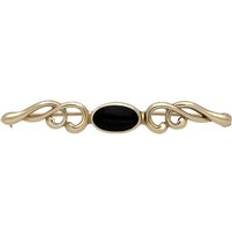 Gold Brooches C. W. Sellors 9ct Gold Whitby Jet Oval Scroll Brooch Gold