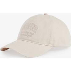 Luonnonväri - Nainen Lippikset Ganni Womens Egret Logo-embroidered Organic-cotton Baseball cap EGRET