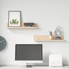 Pines Wall Shelves vidaXL 2 Solid Wood Pine Wall Shelf