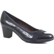 Pavers Block Heeled Court Shoes Navy
