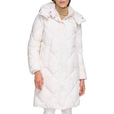 Clothing DKNY Women's Diamond Quilted & Hooded Puffer Coat Pearl