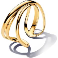 Pandora Organiskt formad & Öppen Ring med Tre Band Guld
