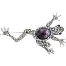 Azul Broches C. W. Sellors Sterling Silver Blue John Marcasite Pearl Frog Brooch Silver