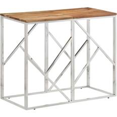 Silver Console Tables vidaXL Silver And Brown Gold Stainless Steel Console Table