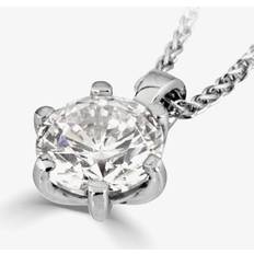 Jewellery 1888 Collection 18ct White Gold Brilliant Cut 0.25ct Six Claw Diamond Pendant &amp; Chain PD244 Silver