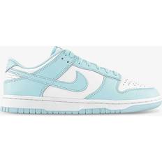 NIKE Mens White Glacier Blue Dunk Low Panelled Leather Low-top Trainers WHITE GLACIER BLUE