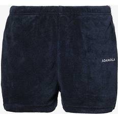 Adanola Womens VY Blue Branded Towelling-texture Woven Shorts NAVY BLUE