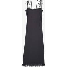 The Kooples Womens Black Lace-trim Fitted-waist Woven Maxi Dress BLACK