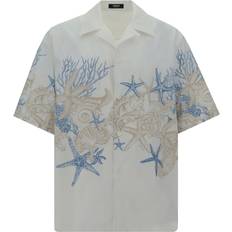 Versace Kleding Versace Cotton Poplin Vacation Shirt - White/Dusty Blue/Bone