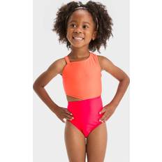 Children's Clothing Cat & Jack Baby Girls' Colorblock One Piece Swimsuit Orange 12M: UPF Protection, Strappy Side Cutout