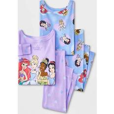 Purple Nightwear Children's Clothing Disney Princess Toddler Girls' 4pc Snug Fit Cotton Pajama Set Purple 12M