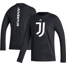 Adidas T-shirts Adidas Men's Black Juventus Vertical Wordmark Long Sleeve T-Shirt