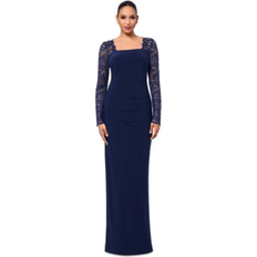 Blue Dresses Betsy & Adam Women's Lace-Sleeve Square-Neck Gown Navy