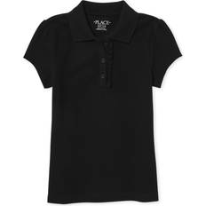 The Children's Place Black Polo Shirts The Children's Place Girls Short Sleeve Ruffle Pique Polo,Black Single,M 7/8