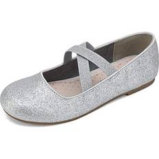 Dream Pairs Girls Ballerina Shoes Cross-Strap Mary Jane Flats Silver Toddler Angie-2