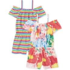 The Children's Place 18-24M Jumpsuits The Children's Place Toddler Girls Print Off Shoulder Romper 2-Pack 12-18 Simplywht Cotton/Polyester