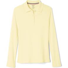 Polo Shirts French Toast Girls Size' Uniform Long Sleeve Polo with Picot Collar Standard & Plus Yellow, 10/12 Plus