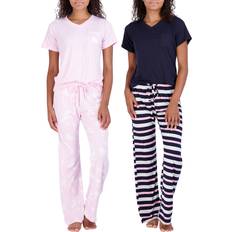 Real Essentials Pack: Women’s Pajama Sets Ladies Short Sleeve V-Neck Tops Pants Bottoms Bamboo Pijama Mujer comfy Soft PJ fashion Sleepwear Lightweight Fall Clothing Silky Sleep Lounge Night Wear- Set 11