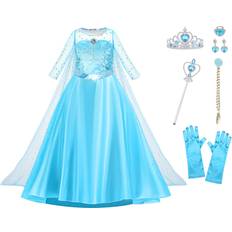 Uraqt Princess Dress Costume with Accessory for Girls Princess Dress up Cosplay Costume Birthday Christmas Fancy Dress up