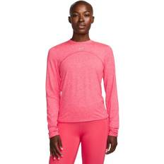 Pink - Women Tank Tops Nike Women's Dri-FIT Swift Element UV Crewneck Sweatshirt Aster Pink/Hot Punch/Htr/Reflective Silv