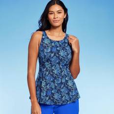 Lands' End Tankinis Lands' End Women's UPF Flutter High Neck Tankini Top Blue