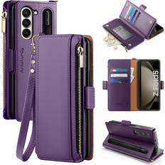 Antsturdy for Samsung Galaxy Z Fold 5 case Wallet Women with 【S Pen Holder】,Galaxy Z Fold5 Phone case with Card Holder Strap PU Leather RFID Blocking Flip Folio Cover Credit Card Slots Men,Purple