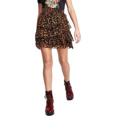 Guess Skirts Guess Womens Chiffon Animal Print A-Line Skirt Brown