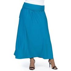 Turquoise - Women Skirts 24seven Comfort Apparel 24seven Comfort Apparel Plus Foldover Maxi Skirt With Pockets Teal 3X