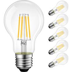 E27 LED Lamps Lvwit a19 led vintage led filament bulb e26 base dimmable 7w 60w equivalent，2. 7w-transparent 6 Count Pack of 1