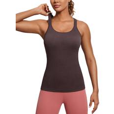 Beige - Fitness & Gym Tank Tops Crz Yoga Seamless Racerback Tank Tops - Taupe