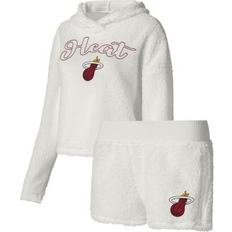 Underwear Women's College Concepts Cream Miami Heat Fluffy Long Sleeve Hoodie T-shirt Shorts Sleep Set Cream