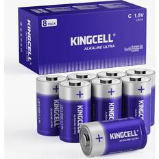 Kingcell KINGCELL C Batteries 8 Pack, Alkaline Hight Performance C Battery with 10-Year Shelf Life，Long-Lasting Power 1.5V C Cell Battery for Flashlights,Remotes,Clocks,Stereos,etc