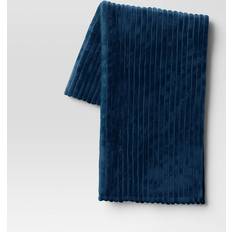 Room Essentials Channeled Plush Throw Blankets Blue (152.4x127cm)