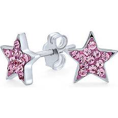 Opal Earrings Bling Jewelry Rock star patriotic celestial pink stud earrings .925 silver Rose 0.4