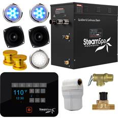 Black Sauna Heaters SteamSpa BKT1200-A Black Series Bluetooth/WiFi 12kW QuickStart Bath Generator Package Gold Showers Generators Residential