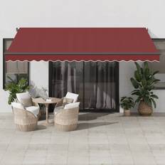 350.0 cm Patio Awnings vidaXL Manual Retractable Awning Burgundy