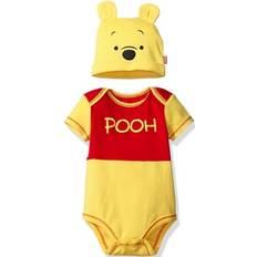 Yellow Bodysuits Children's Clothing Disney Boys' Winnie the Pooh Bodysuit with Cap Set, Yellow, 3/6M