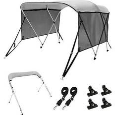 Tarp Frames & Boat Canopies VEVOR Bimini Top Boat Cover, Detachable Mesh Sidewalls Polyester Canopy with Aluminum Alloy Frame Light Grey (3 Bow 6'L x 46"H x 67"-72"W)