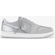 Nike Air Jordan 1 Shoes Jordan Mens Metallic Silver Air Low Panelled Leather Low-top Trainers METALLIC SILVER