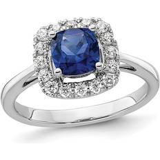 Blue - Engagement Rings 1.20 Carat ctw Lab-Created Blue Sapphire Ring in 14K White Gold with Lab-Grown Diamonds 1/4 Carat ctw